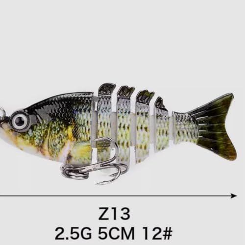 Mini Fishing Lures Multi Jointed Fish Fishing Slow Sinking Lifelike Swimbait Freshwater and Saltwater Crankbaits for Bass Trout Bass Lures 2in/0.08oz 12#Hook - color: 1# 1Pcs