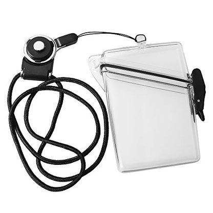 2pcs Sport Waterproof ID Card Badge Holder Case with Lanyard Cover Multiple Credit Cards, Registration, ins Card Heavy Duty Durable Locker Dry Box (Clear) - color: Clear