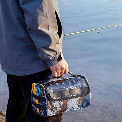 2 Pcs Fishing Line Management Bag Waterproof Nylon Fishing Line Storage Bag Transparent Window Removable Divider Leader Lines Spool Organization, Camouflage Blue - color: Camouflage Blue