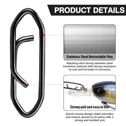 Speed Clips for Fishing Lures, Fishing Speed Clips, Fishing Snaps Saltwater, Freshwater Stainless Steel, Fishing Quick Clips, Fishing Clips Quick Change - color: Small