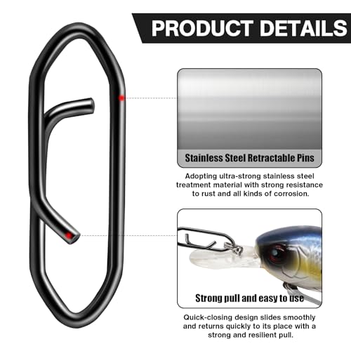 Speed Clips for Fishing Lures, Fishing Speed Clips, Fishing Snaps Saltwater, Freshwater Stainless Steel, Fishing Quick Clips, Fishing Clips Quick Change - color: Medium
