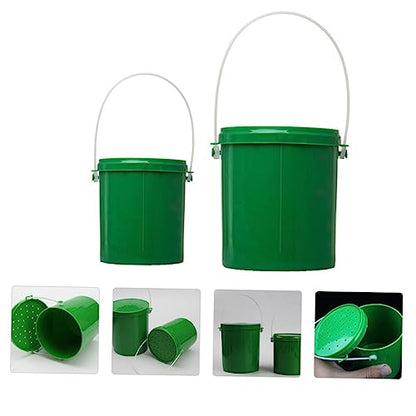 Fishing Bait Bucket 2pcs Worm Bucket Plastic Storage Box para Guardar Plastic Container Container with Lid Bucket Green Fishing Tool Live Lures Bucket