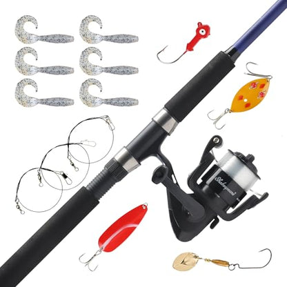 Shakespeare Catch More Fish Spinning Reel and Fishing Rod Combo with Kit - color: Pike, style: 2024 Model