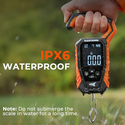 KastKing Weighmaster Mechanical-Digital Fishing Scale with Lip Gripper, 120 lb Capacity, 2.5" Backlit Display, High-Precision Sensor, 9 Weight Memory, Temperature Detection, IPX6 Waterproof - style: D: Orange Combo