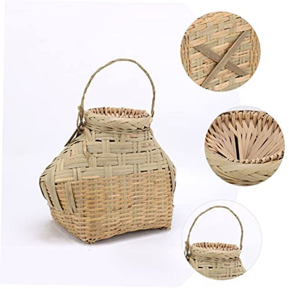 HANABASS Fishing Basket Bamboo Woven Portable Reusable Outdoor Shrimp Container Accessory