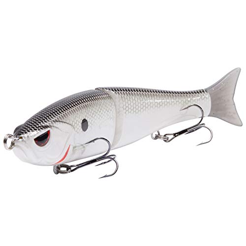Bassdash SwimShad Glide Baits Jointed Swimbait Bass Pike Salmon Trout Muskie Fishing Lure,3-Pack - color: White Shad + Threadfin + Blue Gold, size: 4.5in/0.65oz