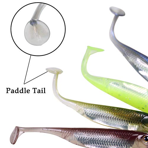 QualyQualy Soft Plastic Swimbait Paddle Tail Shad Lure Soft Bass Shad Bait Minnow Paddle Tail Swim Bait for Bass Trout Walleye Crappie - 2.75in, 3.14in, 3.94in, 5in - color: 7#, size: 3.14in - 6Pcs