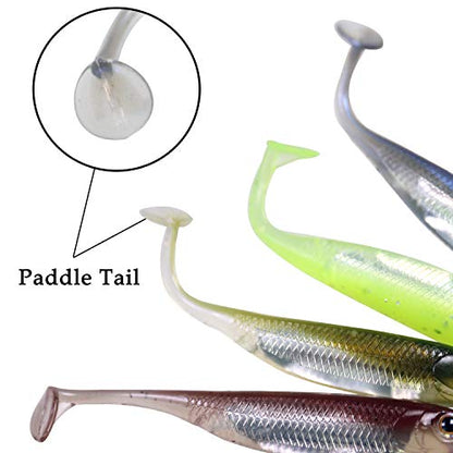 QualyQualy Soft Plastic Swimbait Paddle Tail Shad Lure Soft Bass Shad Bait Minnow Paddle Tail Swim Bait for Bass Trout Walleye Crappie - 2.75in, 3.14in, 3.94in, 5in - color: 7#, size: 3.14in - 6Pcs
