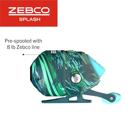Zebco Splash Spincast Reel and Fishing Rod Combo, Fiberglass Rod, Ball Bearing System, All Metal Gears, 8-Pound Line - color: Grunge Green