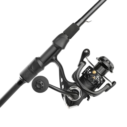 ROOBLINOS BASS Hunter Fishing Rod and Spinning Reel Combo 6.9ft Lightweight Carbon Fiber Fishing Pole Set Freshwater & Saltwater Bass Trout and Panfish Lakes Rivers Fishing - color: BASS HUNTER+GTA2-2000