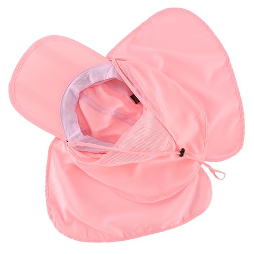Connectyle Men's Foldable Baseball Sun Cap with Removable Face Mask Neck Flap Cover UPF 50+ Sun Protection Fishing Hiking Hat - color: Pink
