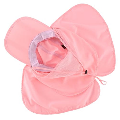 Connectyle Men's Foldable Baseball Sun Cap with Removable Face Mask Neck Flap Cover UPF 50+ Sun Protection Fishing Hiking Hat - color: Pink