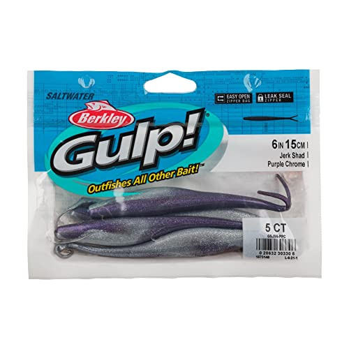 Berkley Gulp! Saltwater Jerk Shad Fishing Soft Bait - color: Purple Chrome, size: 6"