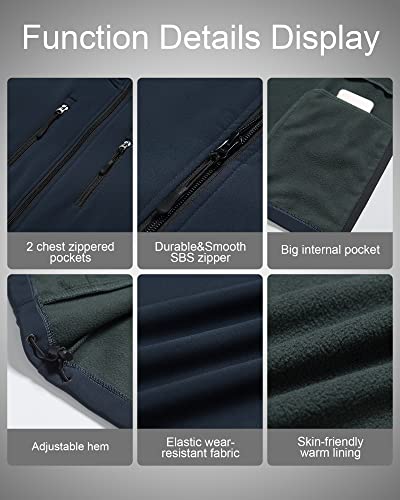 CREATMO US Men's Casual Lightweight Warm Thin Outerwear Vest Windbreaker Sleeveless Jacket With Removable Hood - color: Navy, size: 3X-Large