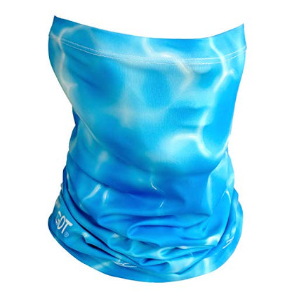 UPF 50+ Fishing Neck Gaiter - UV Face Mask Sun Protection for Men Women | Moisture-Wicking, Quick-Drying, Built-in SPF, UVA/UVB Blocking, Hunting Camo Design, Versatile Headwear - color: Aqua Blue