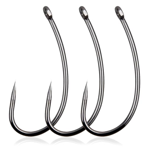 OROOTL Barbless Fishing Hooks, 180pcs Carp Fishing Hooks Barbless Carp Hooks Circle Hook Freshwater Saltwater Fly Tying Hooks Carp Hair Fishing Tackle - size: 10#-180pcs