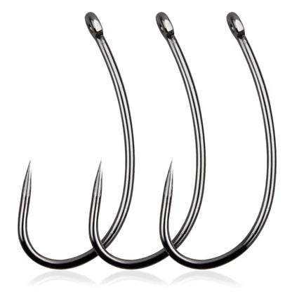 OROOTL Barbless Fishing Hooks, 180pcs Carp Fishing Hooks Barbless Carp Hooks Circle Hook Freshwater Saltwater Fly Tying Hooks Carp Hair Fishing Tackle - size: 10#-180pcs