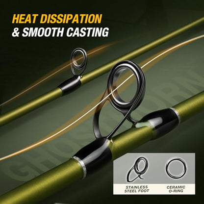 Ghosthorn Fishing Rod and Reel Combo Dual Tip Fishing Pole Baitcaster Combo Ultra Light 2-Piece Rod with Natural Cork Handle Ceramic Rings for Men Women - style: Cast-6'0" L-right Handed With Extra Tip