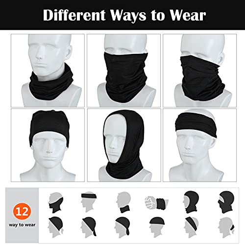 Geyoga Neck Gaiter Bandana Face Mask Summer UV Protection Cooling Breathable Face Mask Neck Scarf Balaclava for Men Women - color: Dark Gray, Light Gray