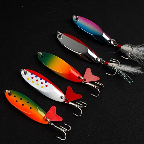 Fishing Spoons Fishing Lures Casting Trout Spoons with Treble Hook Jigging Spoons Hard Metal Spinner Baits for Trout Pike bass Crappie Walleye Freshwater Saltwater Fishing - size: 14g(1/2oz)-5pcs