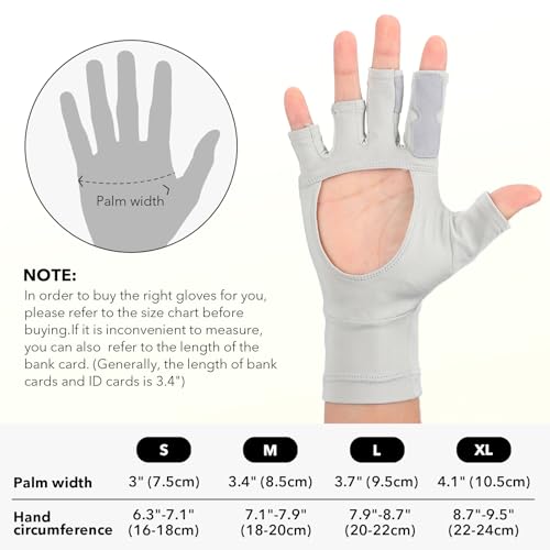 8 Fans Fishing Gloves UPF50+ Fly Fishing Gloves, Fingerless Gloves Sun Protection Gloves Men Women for Outdoor, Kayaking, Cycling, Rowing (Medium)