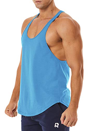 Men's Workout Quick Dry Soft Gym Bodybuilding Stringer Tank Tops - color: Sky Blue, size: Large
