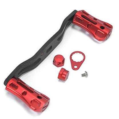 NEW Replacement Carbon Fiber 6061 Aviation Aluminum Fishing Reel Handle knobs Accessories for Baitcasting Rocker - color: 03-RED