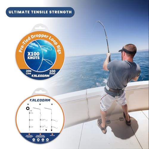 20lb-70lb 100knots Pre-Tied Dropper Loop Fishing Rig, 18" Spacing, 5.5" Loop Size, Ideal for Saltwater & Freshwater Fishing - size: 20LB-100knots