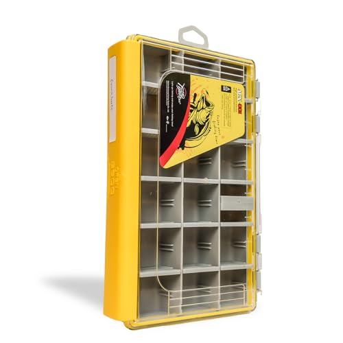 Deluxe Fishing Tackle Box, Waterproof 3600 and 3700 Tackle Trays, Organizer with Removable Dividers, Sealed Lure Box and Terminal Tackle Storage (1, 3600 Yellow) - color: 3600 Yellow pack