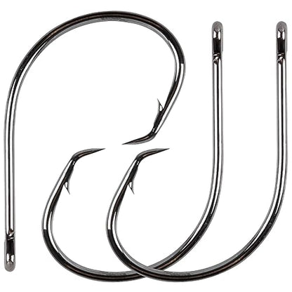 Inline Circle Hooks Saltwater, 80pcs High Carbon Steel Catfish Hooks in-Line Straight Eye Octopus Circle Hook Saltwater Freshwater Fishing Hooks for Catfish Bass - size: 80pcs 5/0