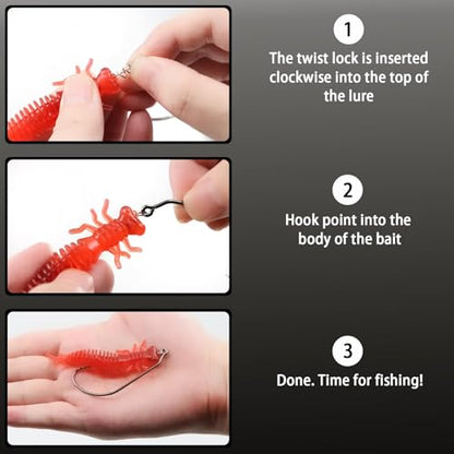 FishTrip Swimbait Hook, 25/50Pcs Twist-Lock Worm Keeper Hooks | High Carbon Steel Needle Point Centering Pin Spring Weedless Hook for Soft Plastic Lures Swimbaits Bass Fishing 1/0-5/0 - size: 4/0_25pcs