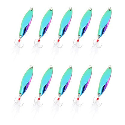 PATIKIL Fishing Spoons, Fishing Lures Casting Spoon Treble Hooks Jigs Hard Metal Spinner Baits - color: Multicolor, size: 3/5 oz