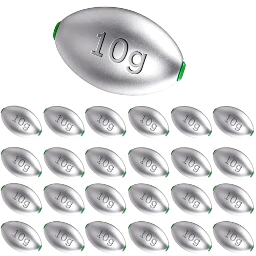 Fishing Egg Lead Sinkers Kit, 20pcs/25pcs Oval Shot Drop Weights Sinker for Bass Carp Catfish Saltwater Freshwater Casting Bottom Fishing Tackle (0.35oz/0.53oz/0.7/1oz) - color: 3/8oz-25pcs