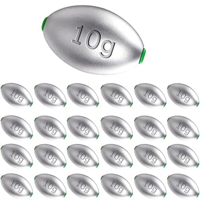 Fishing Egg Lead Sinkers Kit, 20pcs/25pcs Oval Shot Drop Weights Sinker for Bass Carp Catfish Saltwater Freshwater Casting Bottom Fishing Tackle (0.35oz/0.53oz/0.7/1oz) - color: 3/8oz-25pcs