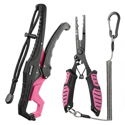 Fishing Tools Kit-Stainless Steel Fishing Pliers, Fish Lip Gripper, Multi-Functional Jaw Anti-Corrosion, Fishmen Must Have Fishing Gear - color: Pink