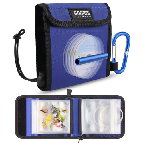 Booms Fishing Leader Holder Wallet: Fly Fishing Tippet Line Storage with 12 Clear Pocket and Tippet Holder - size: S