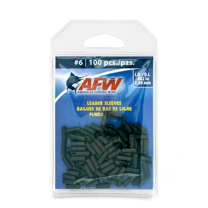 AFW Thin Wall Double Barrel Crimp Sleeves - Premium Fishing Copper Crimp Sleeve with Burr Free Black Finish, Enhanced Flexibility - Durable and Lightweight - Retail & Bulk Pack Available - color: Black, style: #6/.082" - 100 pc