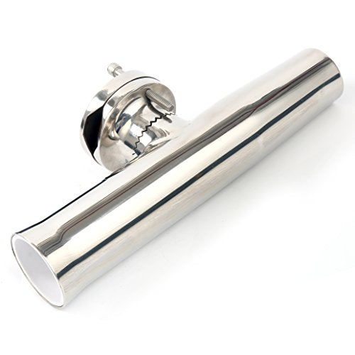 Amarine Made 2Pcs Fishing Rod Holder, Stainless Tournament Style Clamp on Rod Holder, Rail Mount Fishing Pole Holder for Rails 1-1/4" to 2"