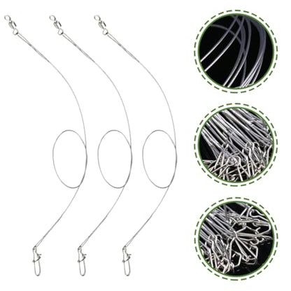 UKCOCO 24pcs Stainless Steel Bite-Resistant Fishing Leaders with Swivel and Soft Wire 250mm High-Strength Fishing Wire for Catfishing and Gear