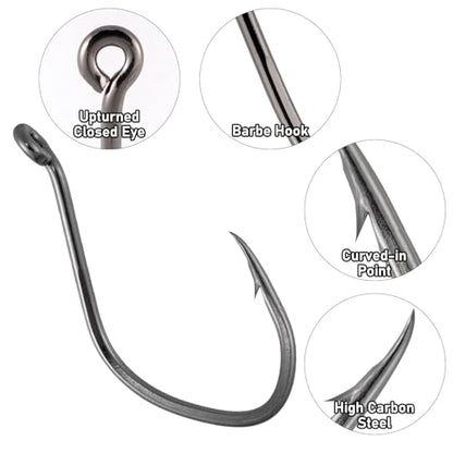 Dr.Fish 50 Pack Big River Bait Hooks Catfish Fishing Hooks Live Bait Offset Freshwater River Fishing Trotline Catfish Tackle - size: #2-50 Pack
