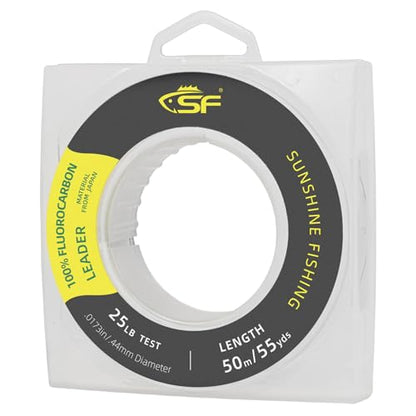 SF 100% Pure Fluorocarbon Leader Material Fishing Line Virtually Invisible Shock Resistant Increased Sensitivity Sink Fast Clear 55yd - color: Clear, size: 55Yds-25LB