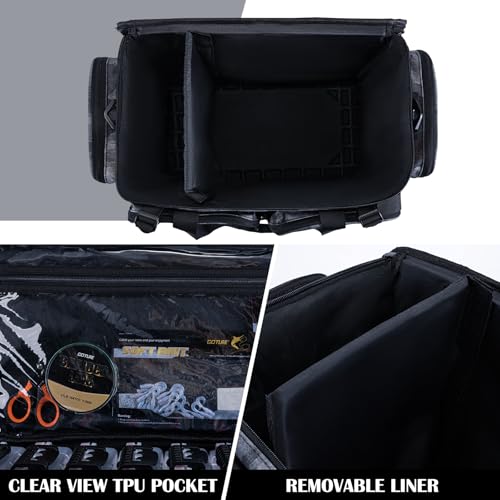 Goture Large Tackle Bag,Store Up to 8PCS 3700 Plus 4PCS 3600 Tackle Trays(Not Included),Water Resistant Saltwater Gear Storage Big Fishing Bag with EVA Bottom,Gifts for Men(21.65"x11.8"x15.16") - color: A1 Camo 1 Extra Large Without Trays