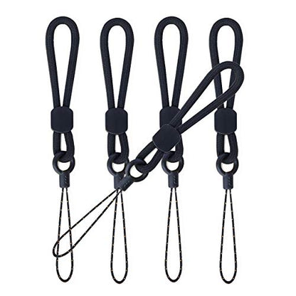YOUOWO 5Pack Short Rope Small Black Lanyard,Ring Lanyards Finger Strap | Cute Circular Lanyard,for Phone Cases,Keys,USB Flash Drive - color: 5 Black Lanyard Finger