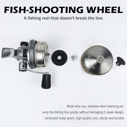 Spincast Fishing Reel, All-Metal Gears, Easy to Use Push Button Casting Design, Changeable Right/Left-Hand Retrieve - color: Silver