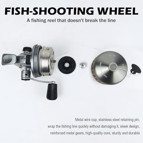 Spincast Fishing Reel, All-Metal Gears, Easy to Use Push Button Casting Design, Changeable Right/Left-Hand Retrieve - color: Silver