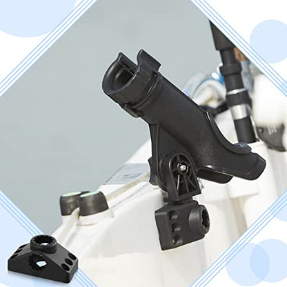 2 Pcs Locking Side Deck Mounting Bracket Side Deck 1.96'' x 3.93'' Fishing Rod Bracket Flag Pole Bracket Kayak Fishing Rod Pole Holder Support Fishing Tool with Hardwares for Boat Wall House, Black