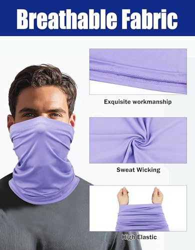 JHYWELL Cooling Neck Gaiter Face Mask, UV Protection Masks Gator, Windproof Bandana for Skiing, Fishing, Hiking, Cycling - color: Lilac Purple