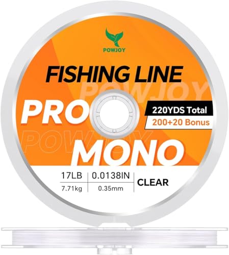 Monofilament Fishing Line with Knot Guide Card, Tangle-Free Snap Ring for No More Mess, Low Memory Smooth Casting Nylon Mono String, 15/20/30/50/80LB, 220-1050 Yards - color: Clear, size: 15LB 220Yards