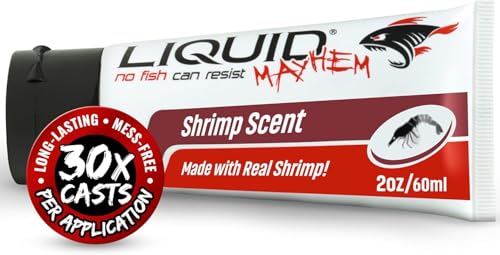 Liquid Mayhem Shrimp Fish Attractant Gel 60 ml / 2 oz · 60 Uses – Real Anchovy Bait & Aminos | UV-Enhanced Long-Lasting Gel – All Lure Types - size: 1-Pack