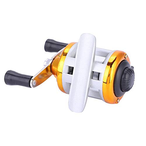 Portable Fishing Reel, Solid Construction Smooth Corrosion-Resistant Ice Fishing Wheel, Perfect for Outdoor Fishing Such As River Ice Fishing(Golden)